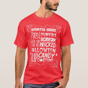 T-shirt Halloween Haunted House Drôle Effrayant Squelette