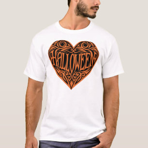 T-shirt Halloween Heart, Cœur Orange, Vacances