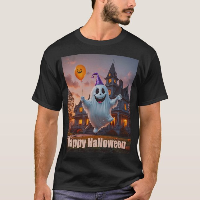 T-shirt Halloween heureux du fantôme (Devant)