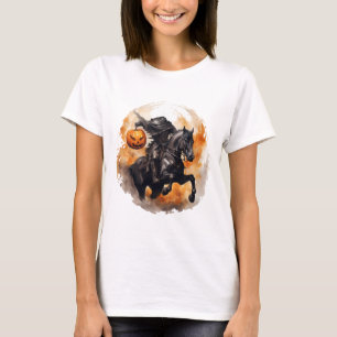 T-shirt Halloween Horseman sans tête avec tête Citrouille