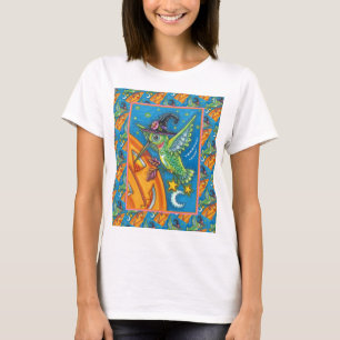 T-SHIRT HALLOWEEN HUMMINGBIRD & JACK-O'-LANTERN WHIMSY
