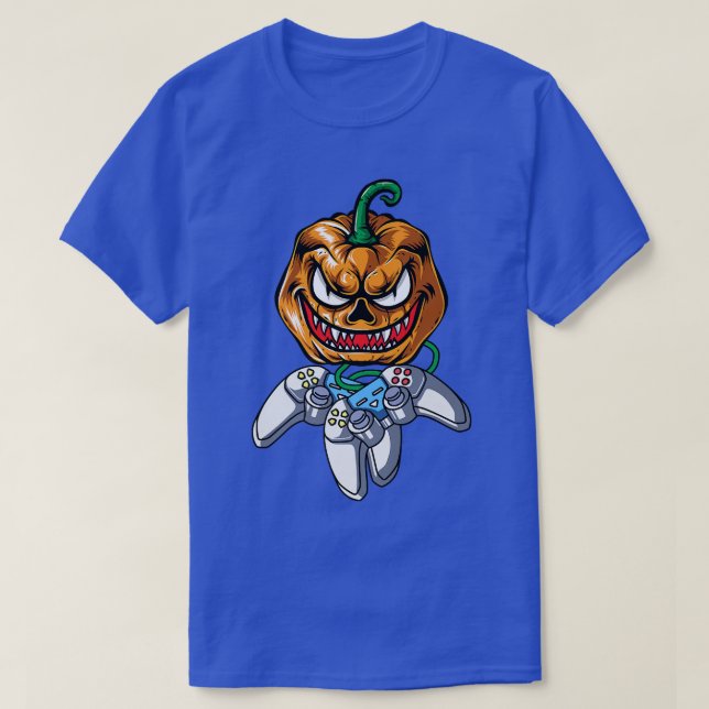 T-shirt Halloween Jack-o'-lantern Gamer, Jackolantern Pump (Design devant)