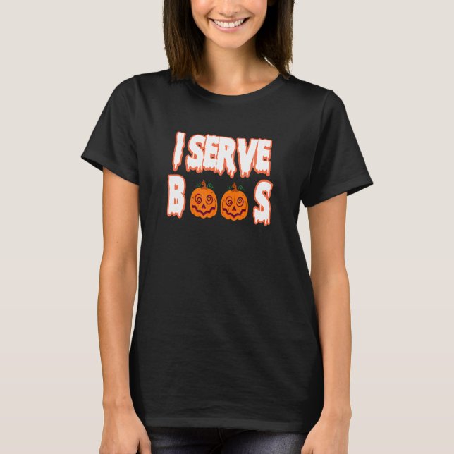 T-shirt Halloween, Je Serve Boos Funny Barkeep Mixologue B (Devant)