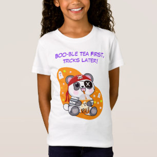 T-Shirt Halloween Kawaii Pirate Panda Boire Boba Tea
