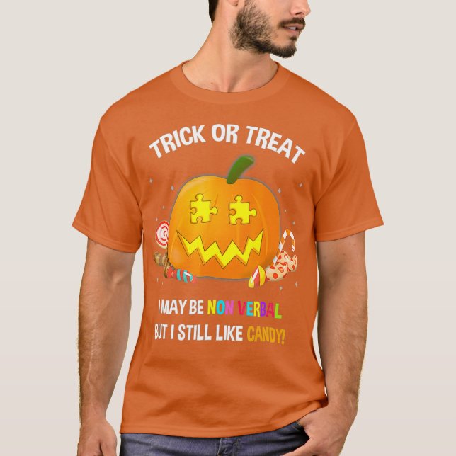 T-shirt Halloween L'Autisme Non Verbal Tri Ou Traite (Devant)