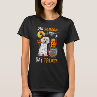 T-shirt Halloween Le Chien Maltais A Dit Que Quelqu'Un Tra