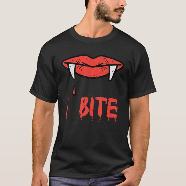 T-shirt Halloween Lèvres Vampire I Bite Fangs Costume Femm (Devant)