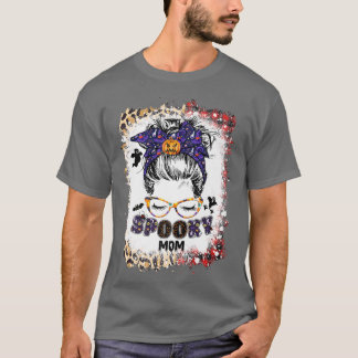 T-shirt Halloween Maman Vie Messy Bun Effrayant Éffrayant 