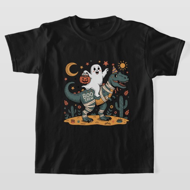 T-shirt Halloween mignonne, Fantôme sur maman T-Rex avec C (Poser)