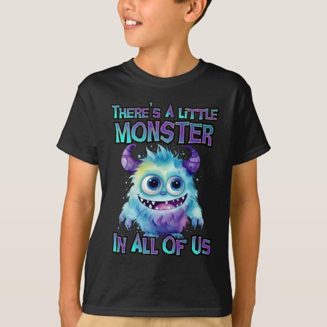 T-shirt Halloween mignonne pourpre monstre (Devant)