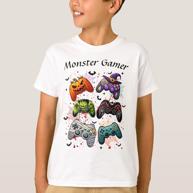 T-shirt Halloween Monster Gamer (Devant)