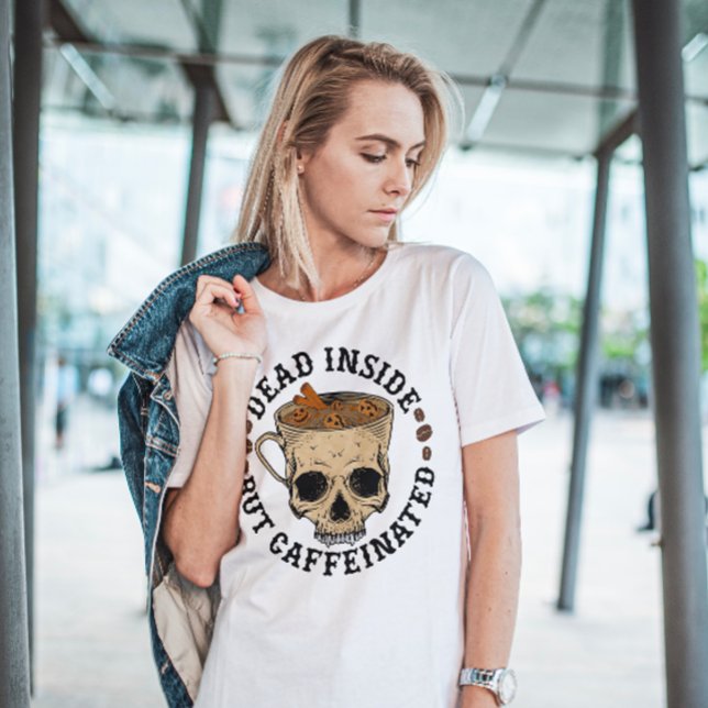 T-SHIRT HALLOWEEN MORT À L'INTÉRIEUR MAIS CAFÉ CAFÉ SKULL  (Créateur téléchargé)