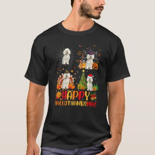 T-shirt Halloween Noël Bichon Frise Chien Hallothanksm