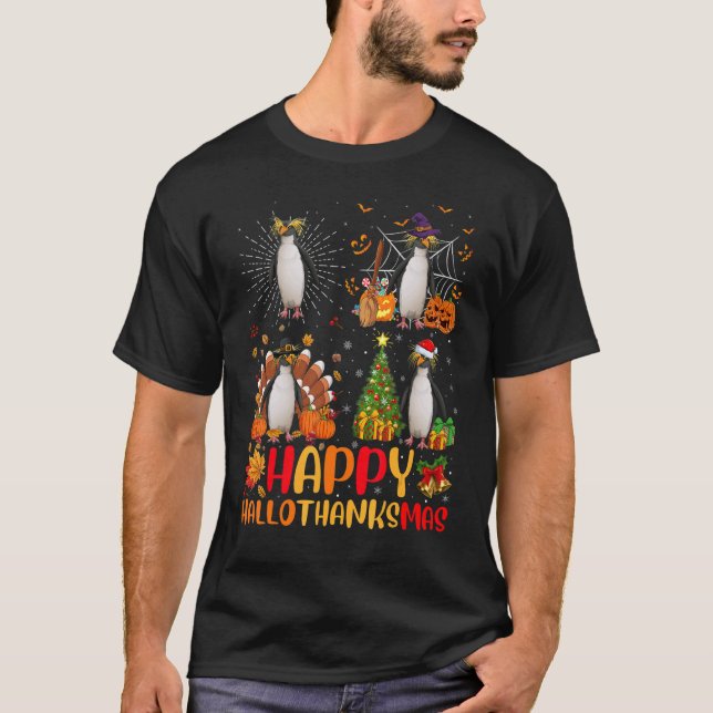 T-shirt Halloween Noël Empereur Penguin Bird Hallothan (Devant)