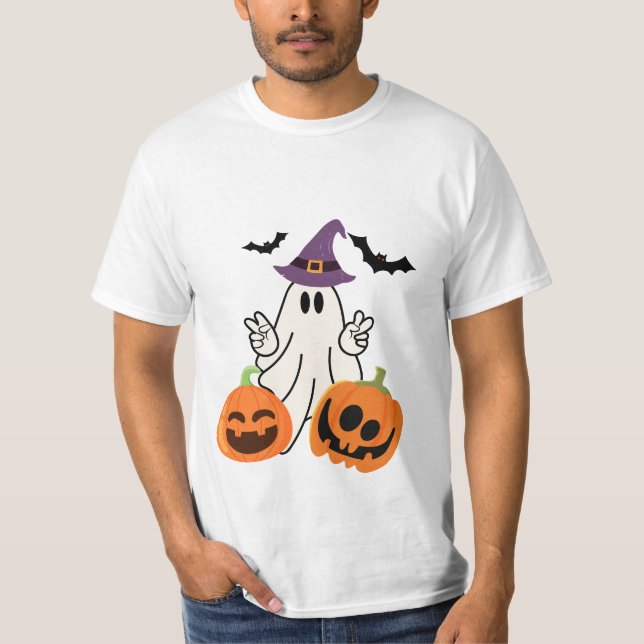 T-shirt Halloween orange de l'équipage Boo (Devant)