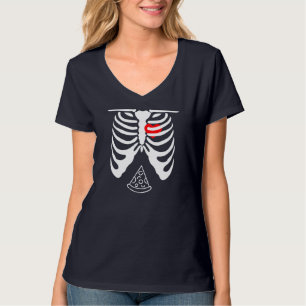 T-shirt Halloween Papa Skeleton Pizza Belly Grossesse drôl