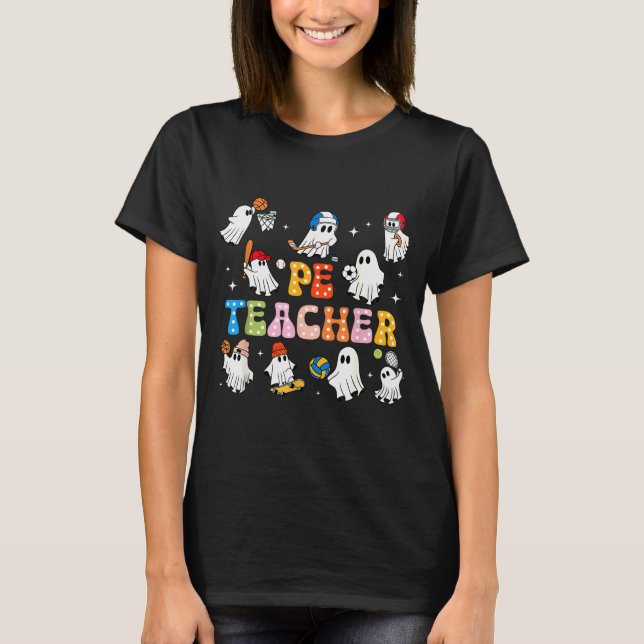 T-shirt Halloween Pe Teacher Ghost Playing Sports Physical (Devant)