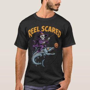 T-shirt Halloween pêche squelette pêcheur épouvantail B