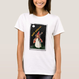 T-shirt Halloween - Petite Fille avec Balai et Chat Noir