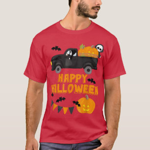 T-shirt Halloween Pickup Truck Citrouille Happy Halloween