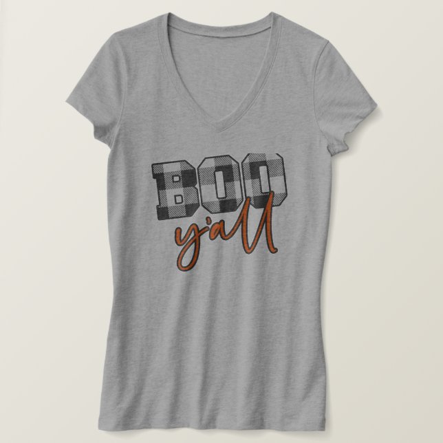 T-shirt Halloween Plaid Boo Y'all (Design devant)