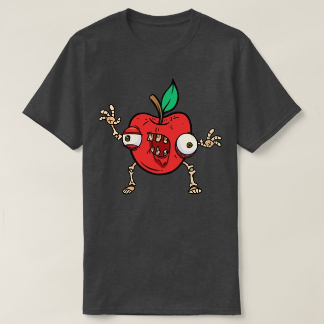 T-shirt Halloween Pomme Zombie Aliments Monster de fruits  (Design devant)