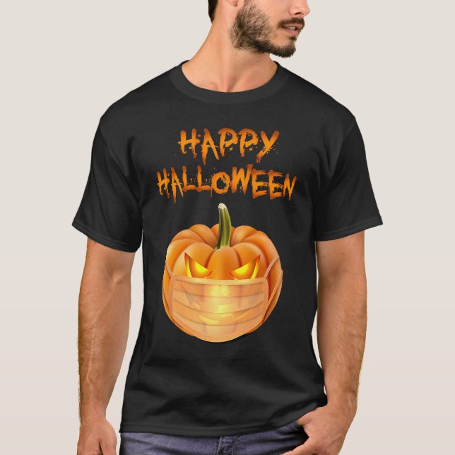 T-shirt Halloween Pumpkin Wearing Face Mask Funny Jack O L (Devant)