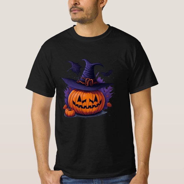 T-shirt halloween pumpkin with a witch hat (Devant)