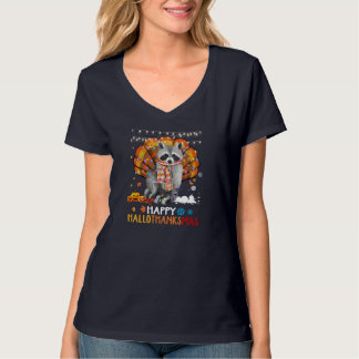 T-shirt Halloween Raccoon Et Joyeux Noël Happy Hallot