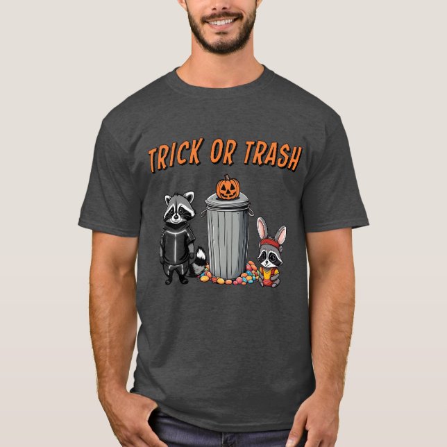 T-shirt Halloween Raccoon frères - Trash ou Trash (Devant)