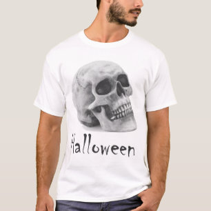 T-shirt Halloween réaliste crâne transparent noir blanc