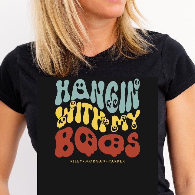 T-shirt Halloween rétro Hangin avec mes livres Nom personn (Créateur téléchargé)