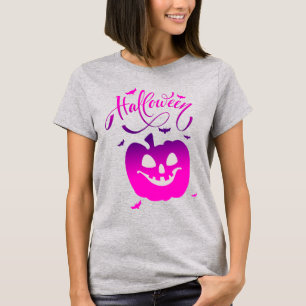 T-shirt Halloween rose Citrouille drôle visage