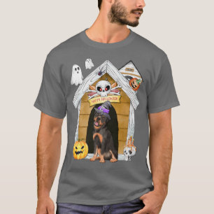 T-shirt Halloween Rottweiler Chien sorcier Maison hantée