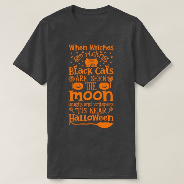 T-shirt Halloween s amp Cadeaux quand sorcières vont équit (Design devant)