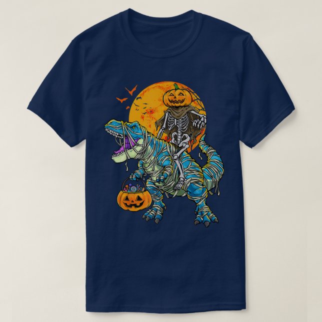 T-shirt Halloween shirts for BoysDinosaur Skeleton T rex (Design devant)