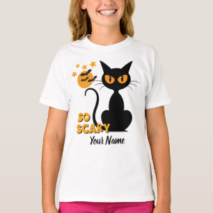 T-shirt Halloween si effrayant chat noir nom personnalisé