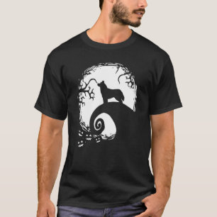 T-shirt Halloween Sibérien Husky Et Lune