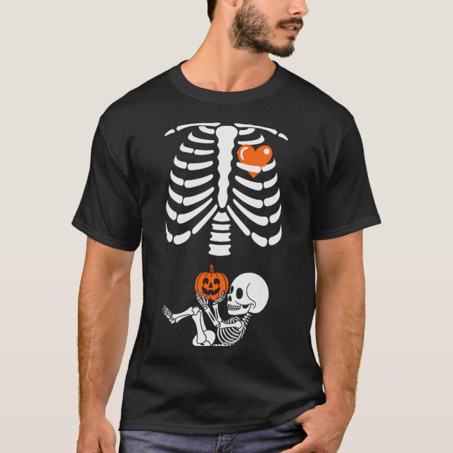 T-shirt Halloween Skeleton Baby Rib Cage Maternity Pregnan (Devant)