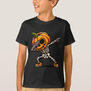 T-shirt Halloween Skeleton Boys Trick Treat Funny Citrouil