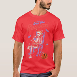 T-shirt Halloween Skeleton Café C'Est La Saison D'Être Cre