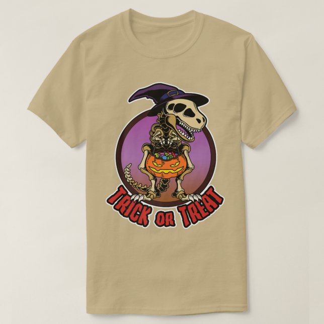 T-shirt Halloween, Skeleton Dino Dinosaur, Enfants Garçons (Design devant)
