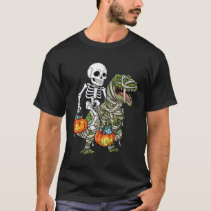 T-shirt Halloween Skeleton équitation maman Dinosaur T Rex