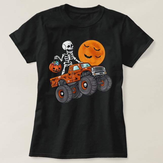 T-shirt Halloween Skeleton équitation Monster Truck Toddle (Design devant)