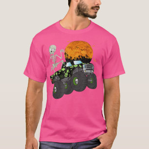 T-shirt Halloween Skeleton Riding Monster Truck Toddler Bo