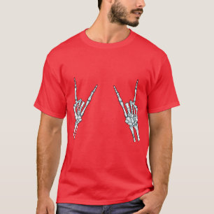 T-shirt Halloween Skeleton Rock Music Hands Rocker Don vi