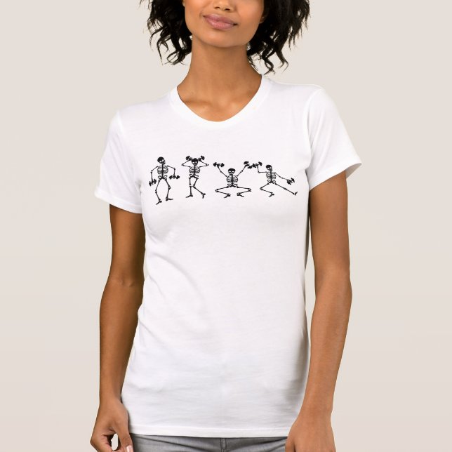 T-shirt Halloween Skeletons Poids de levage (Devant)
