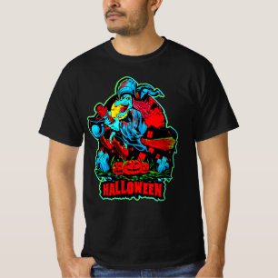 T-shirt Halloween Sorcière Volant Cauldron Citrouille Grav