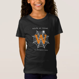 T-Shirt Halloween Spider Web Trump ou Treat Monogram