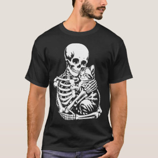 T-shirt Halloween Squelette Accrochage Chat - Amou